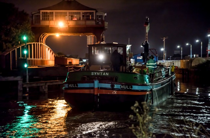 MV Syntan at Wilmington Bridge for Open Bridges by Dave Todd